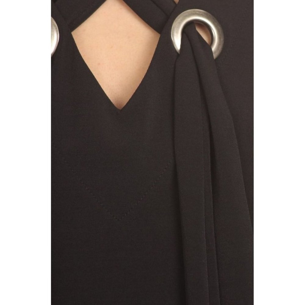 Ariella Grommet Detail Scarf Top, Black - Picture 4 of 5